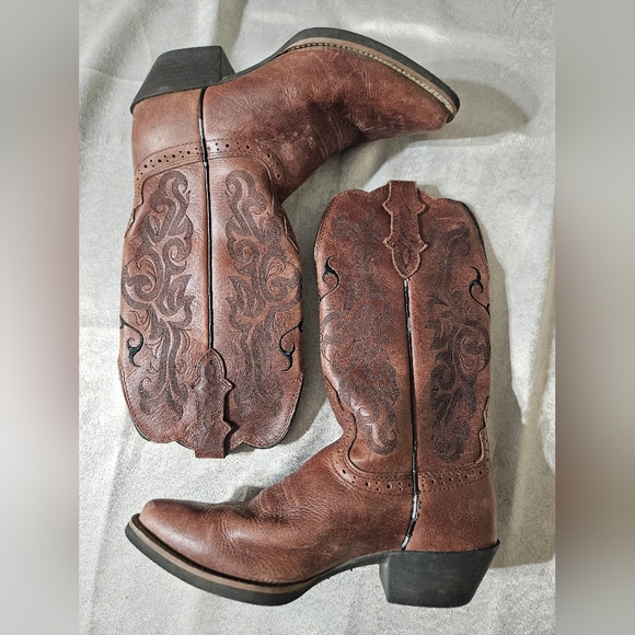 Justin L2559 Ladies Cowgirl Leather Boots Size 6.5 - Picture 4 of 9